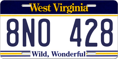 WV license plate 8NO428