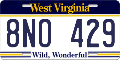 WV license plate 8NO429