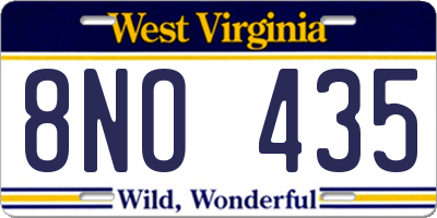 WV license plate 8NO435