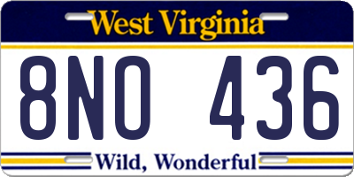 WV license plate 8NO436
