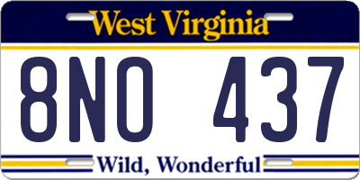 WV license plate 8NO437