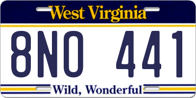 WV license plate 8NO441