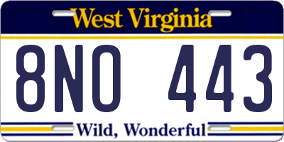 WV license plate 8NO443