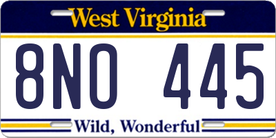 WV license plate 8NO445