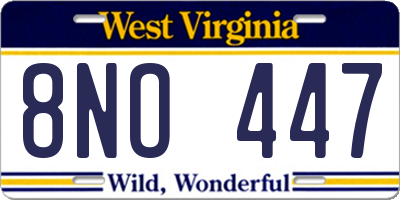 WV license plate 8NO447