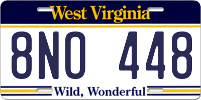WV license plate 8NO448