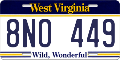 WV license plate 8NO449