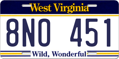 WV license plate 8NO451
