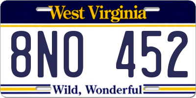 WV license plate 8NO452