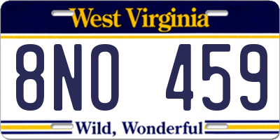 WV license plate 8NO459