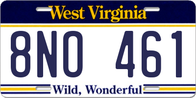 WV license plate 8NO461