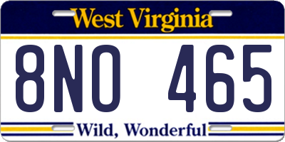 WV license plate 8NO465