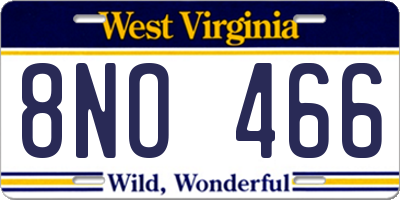WV license plate 8NO466