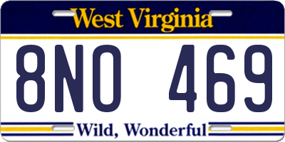 WV license plate 8NO469