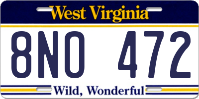 WV license plate 8NO472