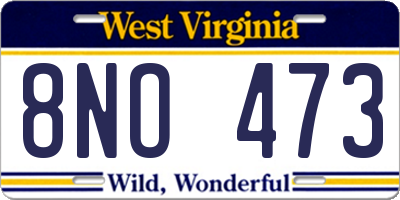 WV license plate 8NO473