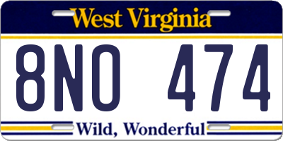WV license plate 8NO474