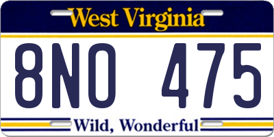 WV license plate 8NO475
