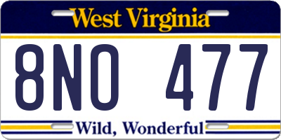 WV license plate 8NO477