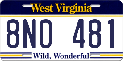 WV license plate 8NO481