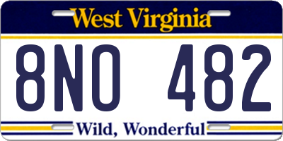 WV license plate 8NO482