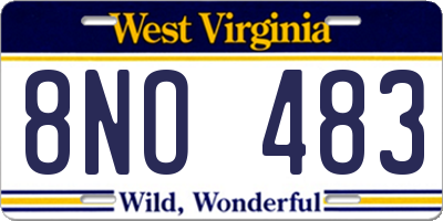 WV license plate 8NO483