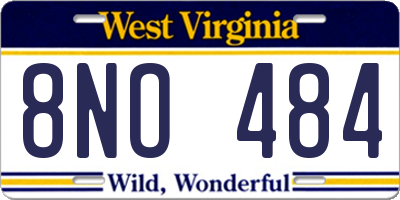WV license plate 8NO484