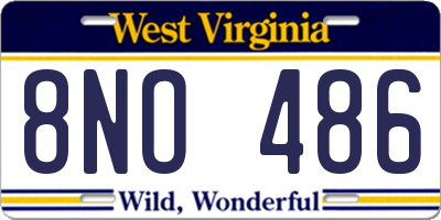 WV license plate 8NO486