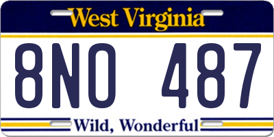WV license plate 8NO487