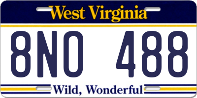 WV license plate 8NO488