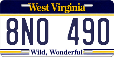 WV license plate 8NO490
