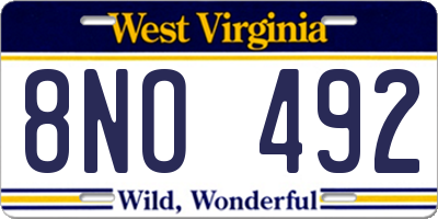 WV license plate 8NO492