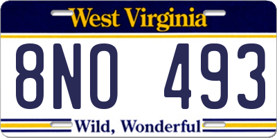 WV license plate 8NO493