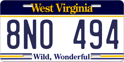 WV license plate 8NO494