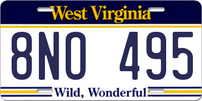 WV license plate 8NO495