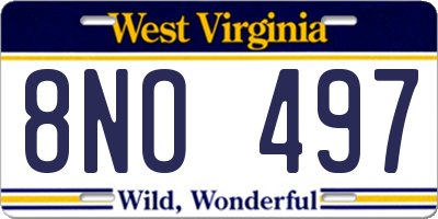 WV license plate 8NO497