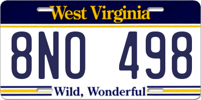 WV license plate 8NO498