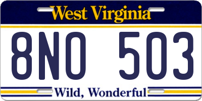 WV license plate 8NO503