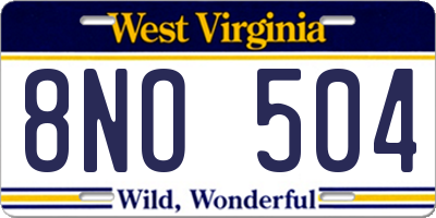 WV license plate 8NO504