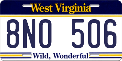 WV license plate 8NO506