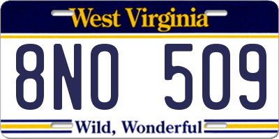WV license plate 8NO509