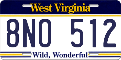 WV license plate 8NO512
