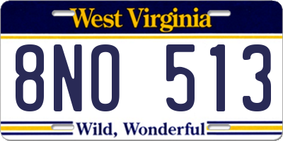 WV license plate 8NO513