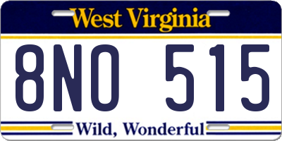 WV license plate 8NO515
