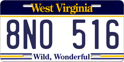 WV license plate 8NO516