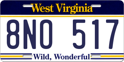 WV license plate 8NO517