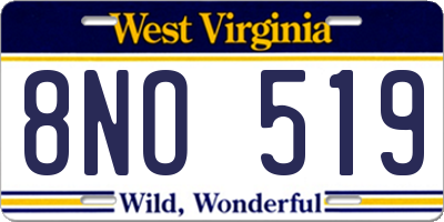 WV license plate 8NO519