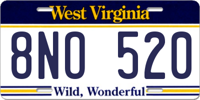 WV license plate 8NO520