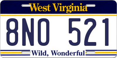 WV license plate 8NO521