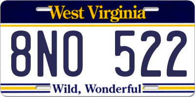 WV license plate 8NO522